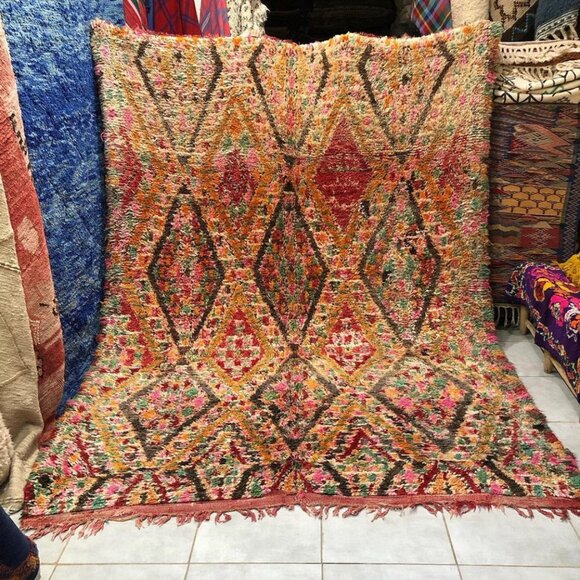 Authentic Vintage 1970s Ebi Mgli Moroccan Rug- 10'.2"x6'.6" - Picture 1 of 4